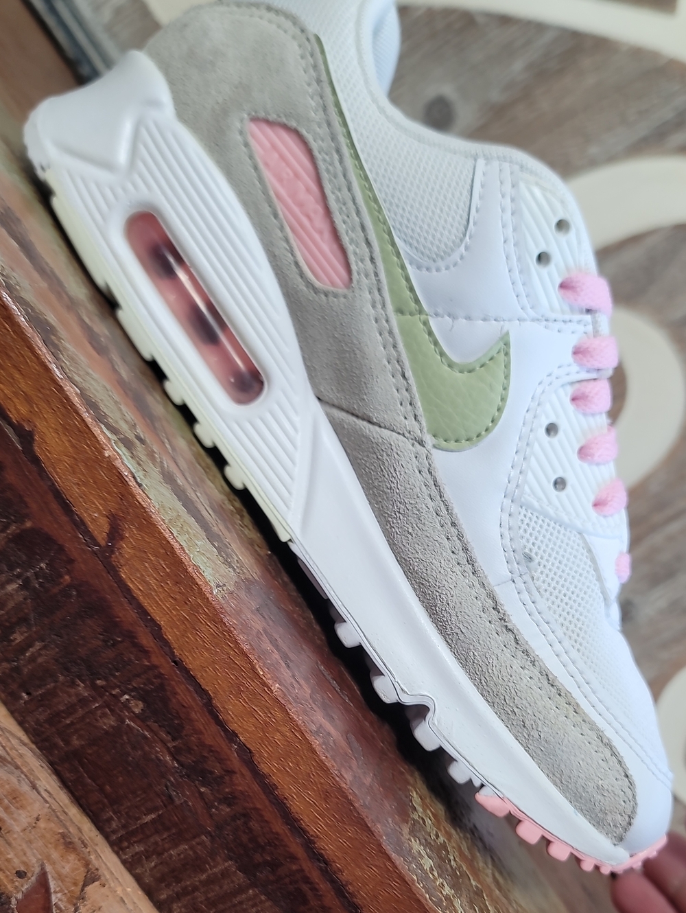 Nike Wmns Air Max 90 " White/Light Olive/Pink" Wmns 7, Good Cond. Fast Shipping - Picture 16 of 16